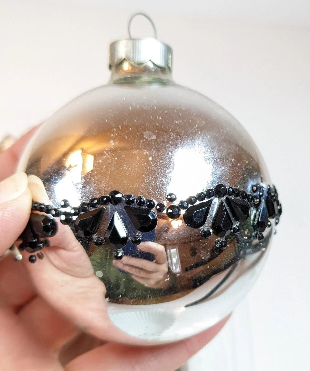 Vintage Silver and Black Christmas Ornaments