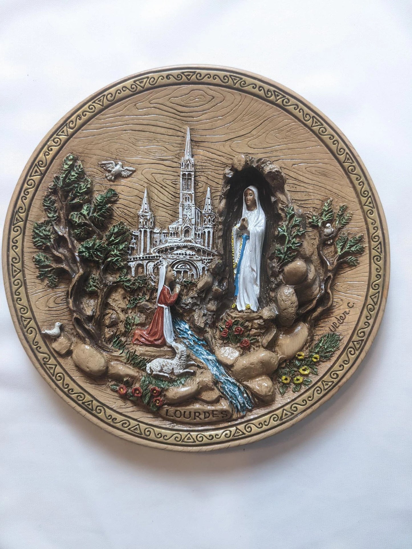 Creart Italy Our Lady Lourdes Plate 3D Plaque