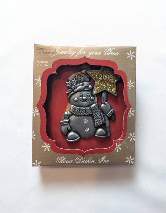 Gloria Duchin Pewter Snowman Christmas Ornament