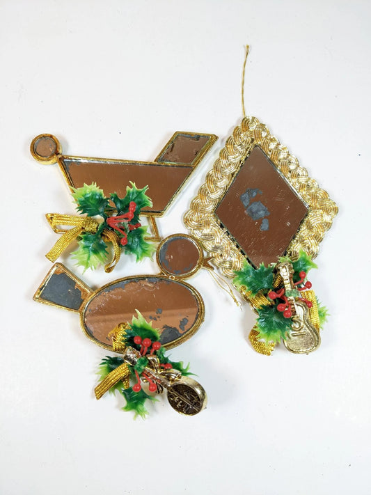 Vintage Mirror Christmas Ornaments