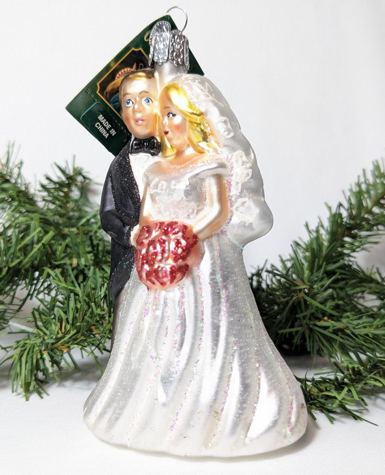 Bridal Couple Retired Old World Christmas Ornament
