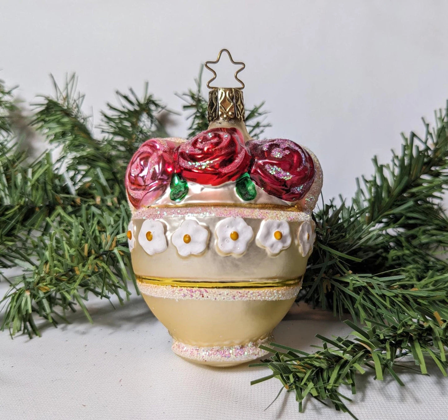 Flower Basket Inge Glas Retired Old World Christmas Ornament