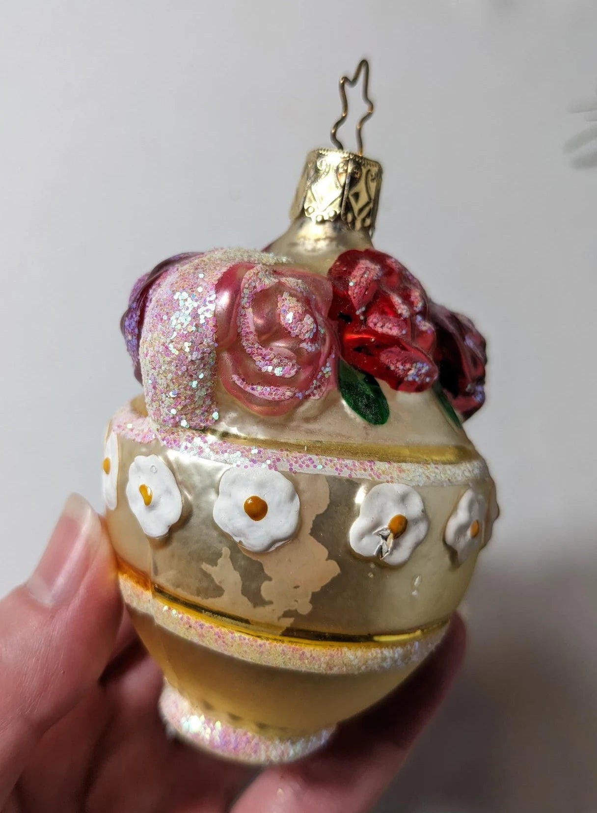 Flower Basket Inge Glas Retired Old World Christmas Ornament