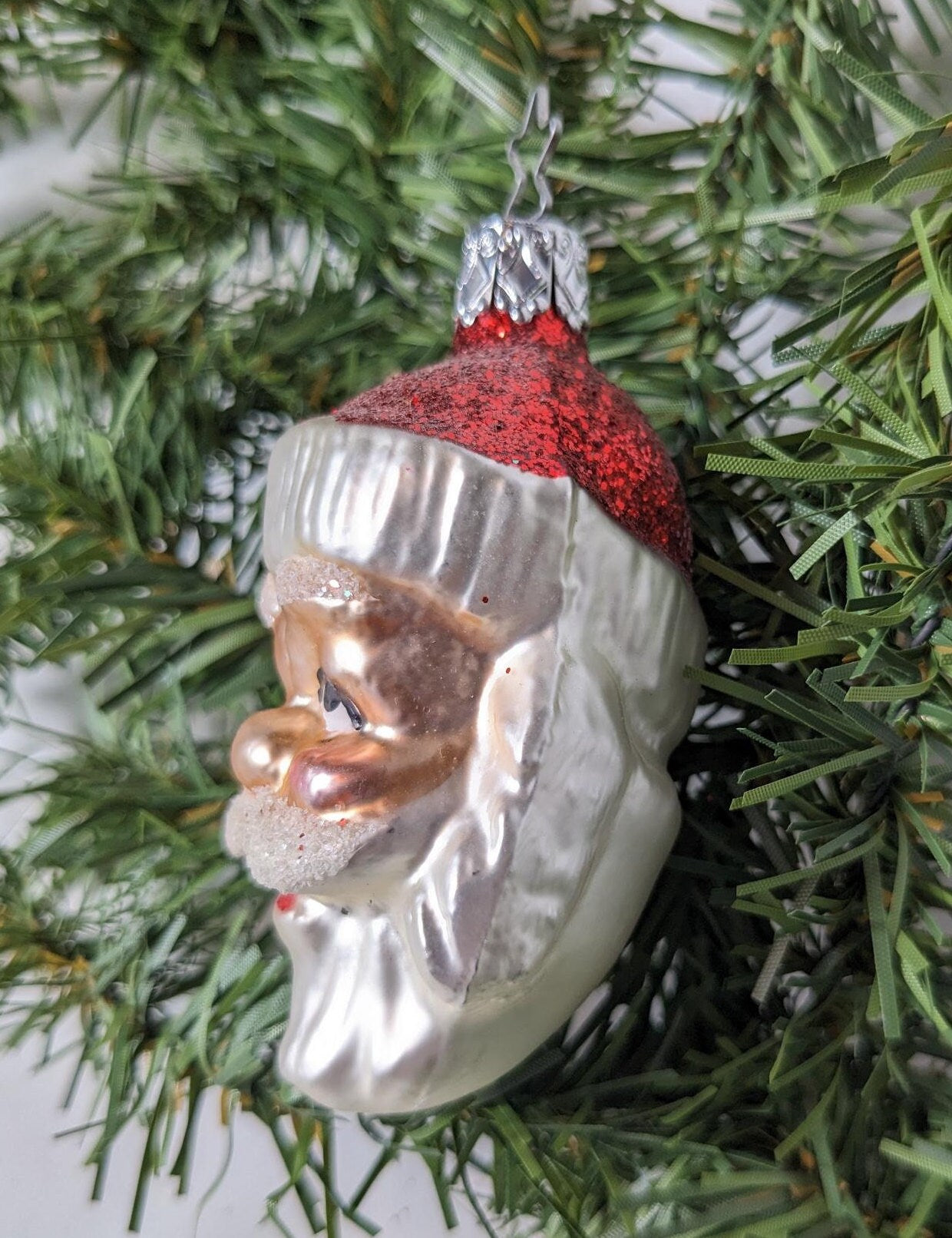 Santa Claus Head Retired Old World Christmas Inge Glas Ornament