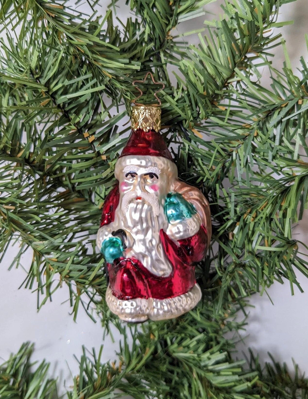 Santa Claus and Bag Retired Old World Christmas Inge Glas Ornament