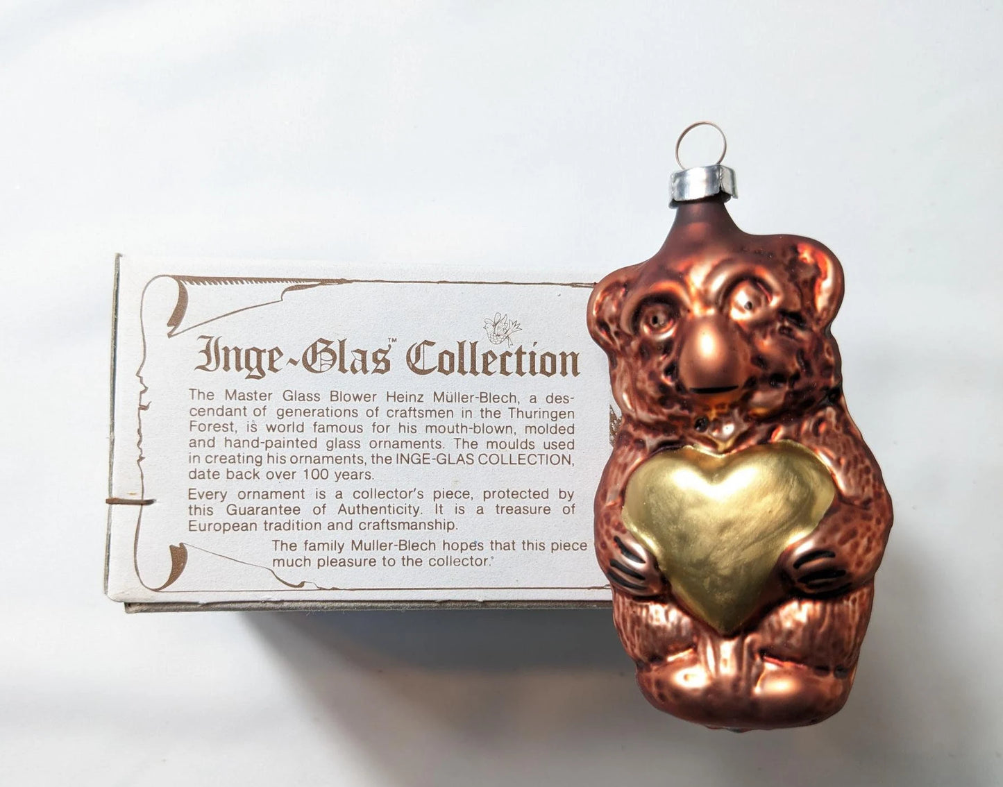 Bear with Heart Retired Old World Christmas Inge Glas Ornament