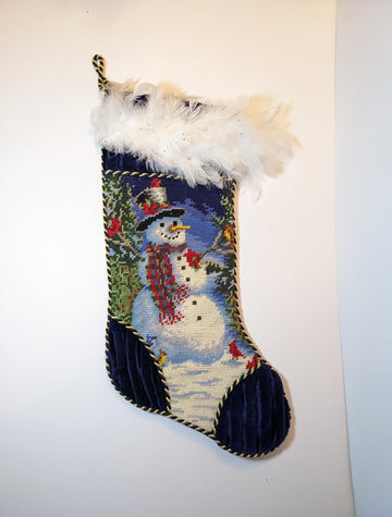 Needlepoint Snowman Christmas Stocking