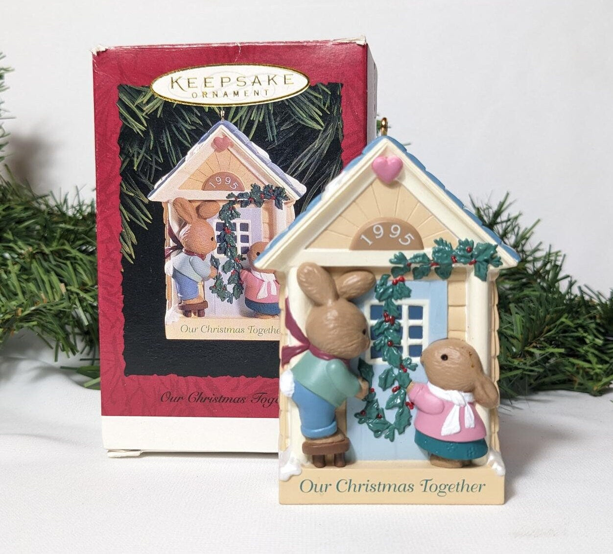 Hallmark 1995 Our Christmas Together Christmas Bunny Ornament