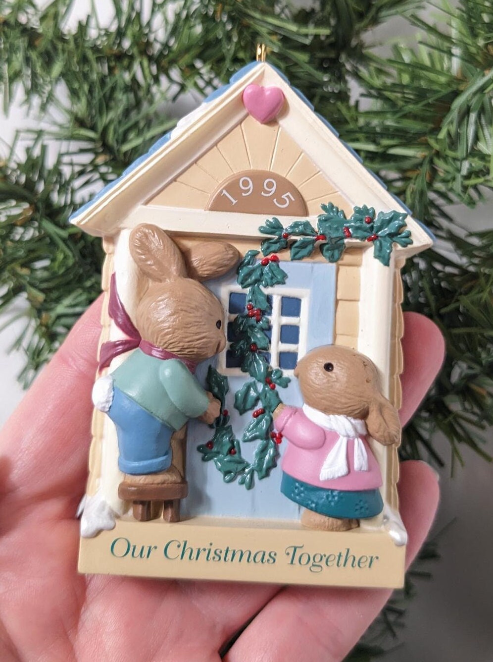 Hallmark 1995 Our Christmas Together Christmas Bunny Ornament