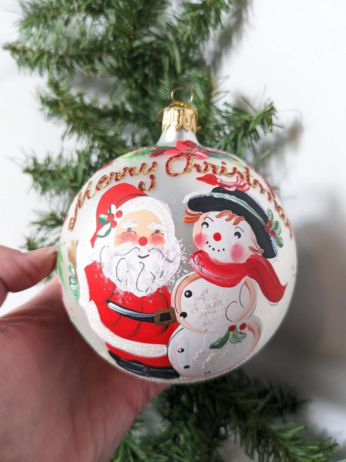 Santa and Snowman 2015 Christmas Ornament