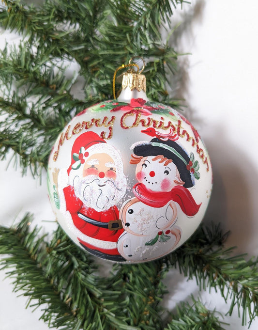 Santa and Snowman 2015 Christmas Ornament