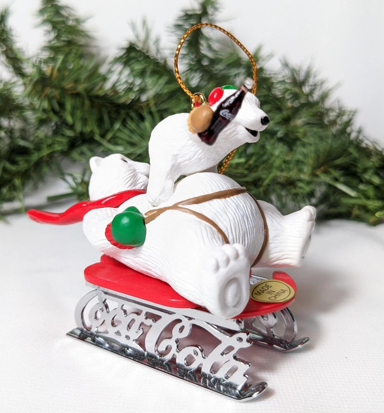 Vintage 1996 Coca Cola Polar Bears Christmas Ornament