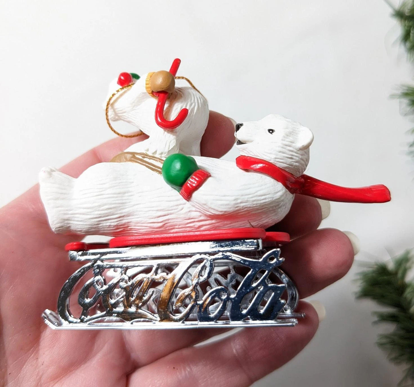 Vintage 1996 Coca Cola Polar Bears Christmas Ornament