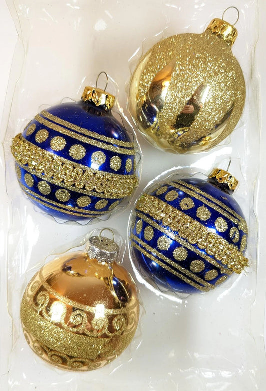 Vintage Blue and Gold Christmas Ornaments