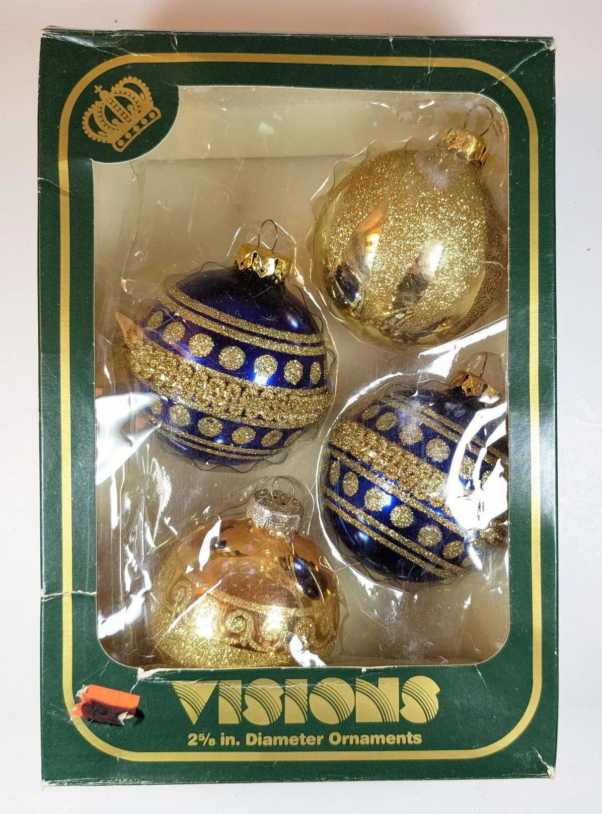 Vintage Blue and Gold Christmas Ornaments