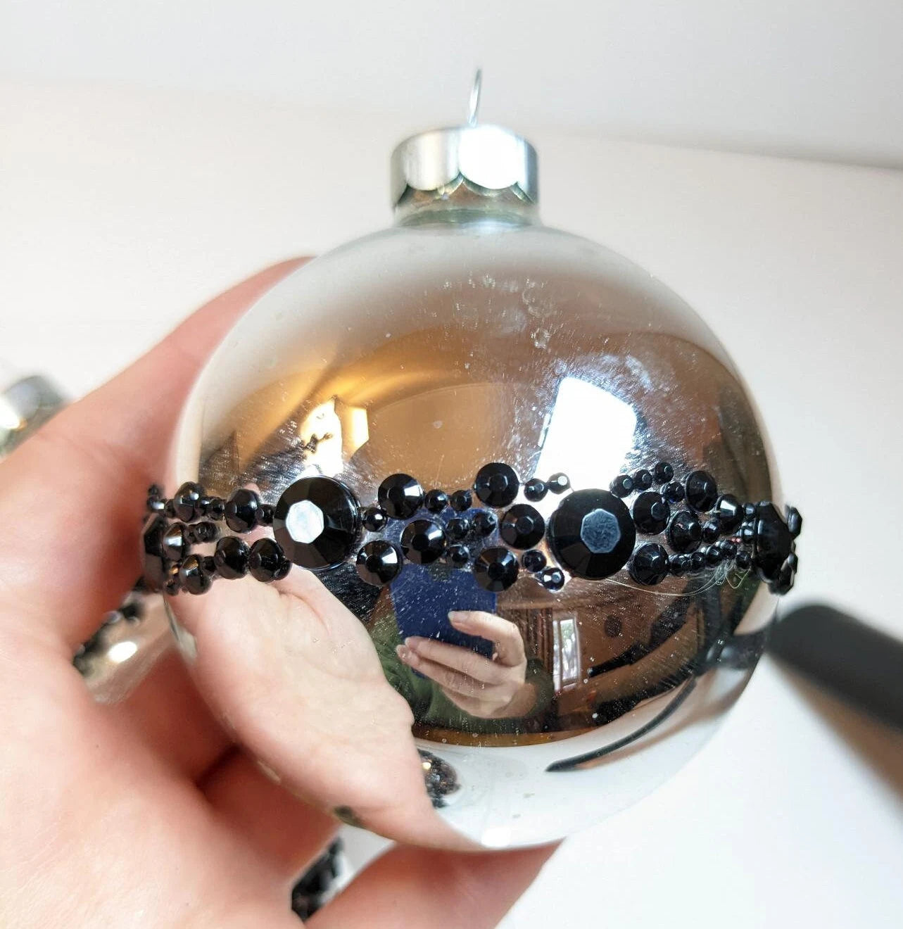 Vintage Silver and Black Christmas Ornaments