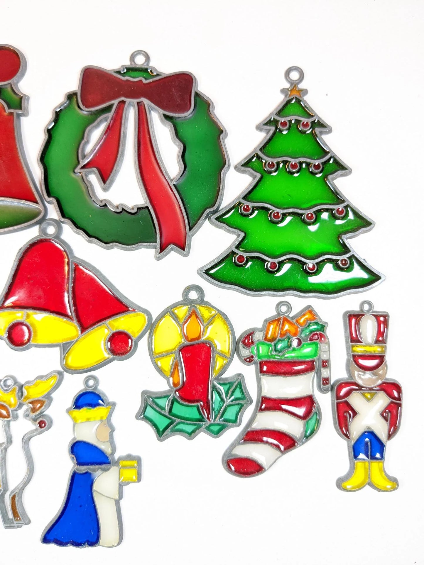 Faux Stained-Glass Christmas Ornaments, 1970s Stained Glass Christmas Ornaments