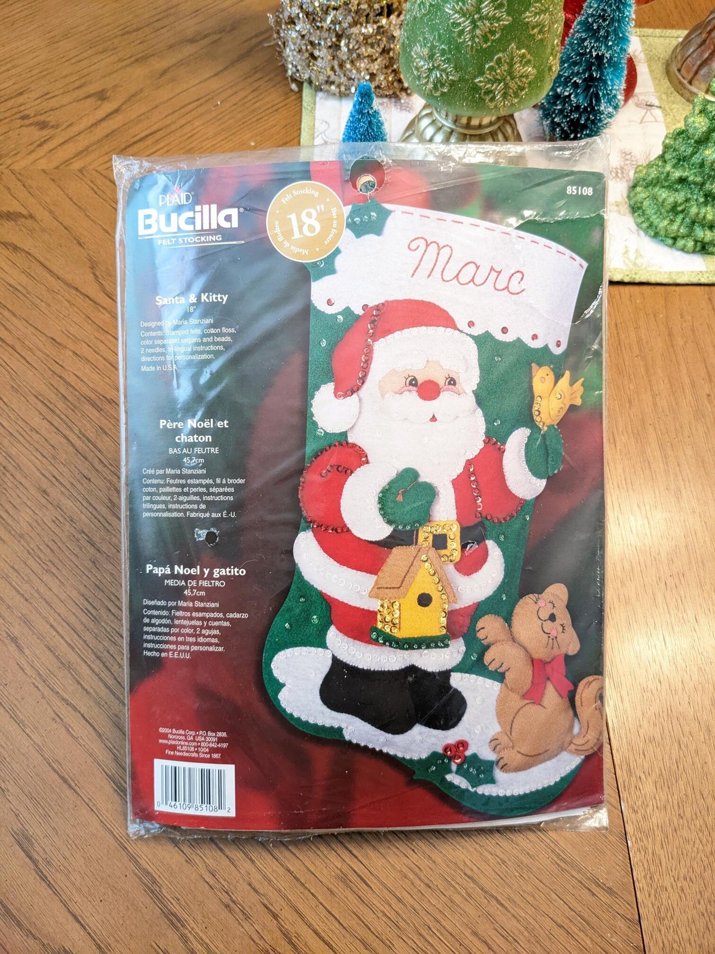 Bucilla 18" Felt Santa and Kitty Stocking Craft Kit