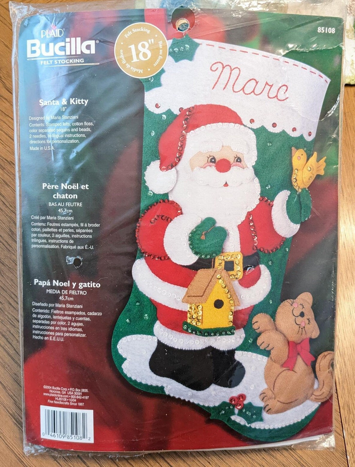 Bucilla 18" Felt Santa and Kitty Stocking Craft Kit