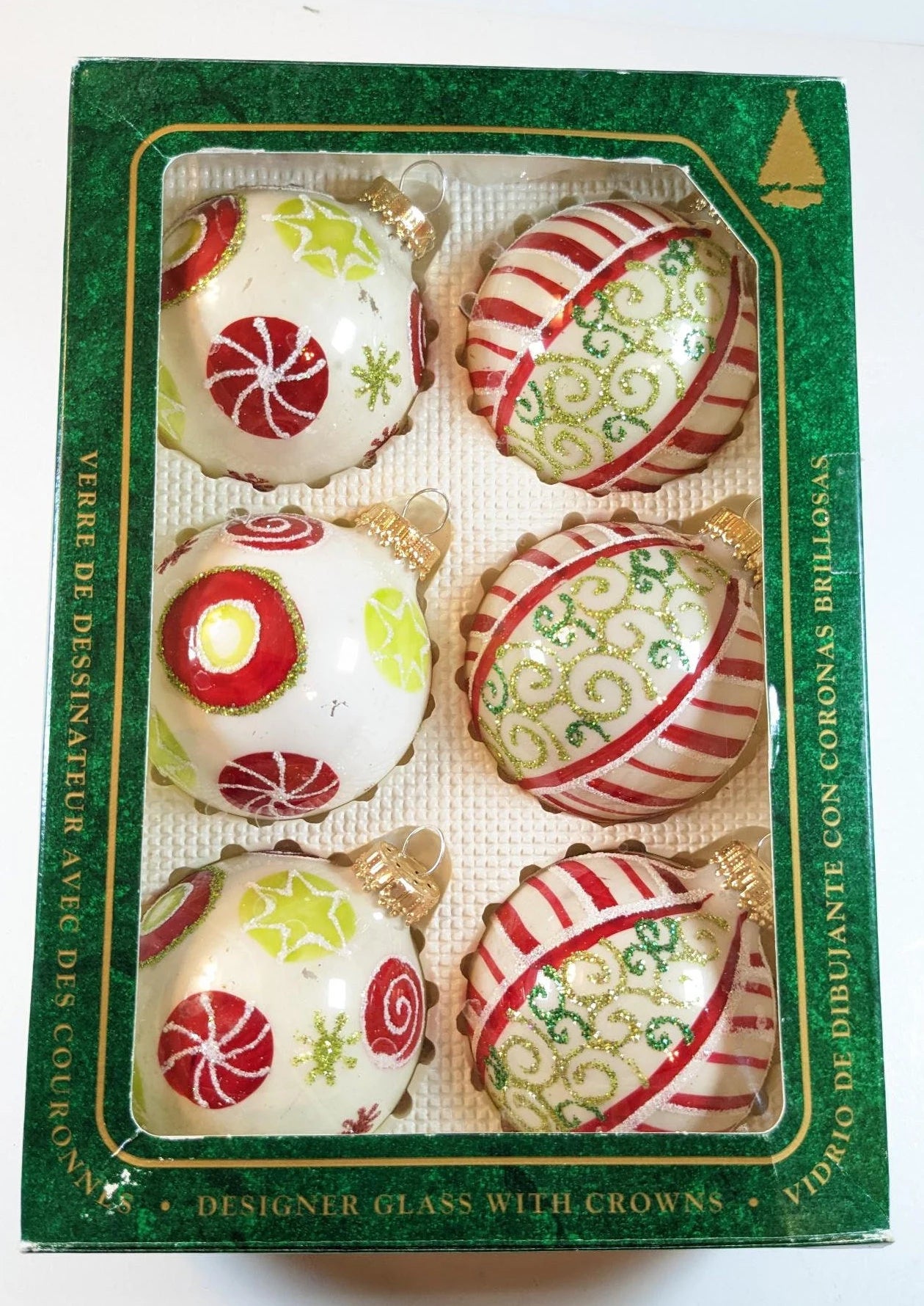 Vintage Krebs Red and White Candy Inspired Christmas Ornaments