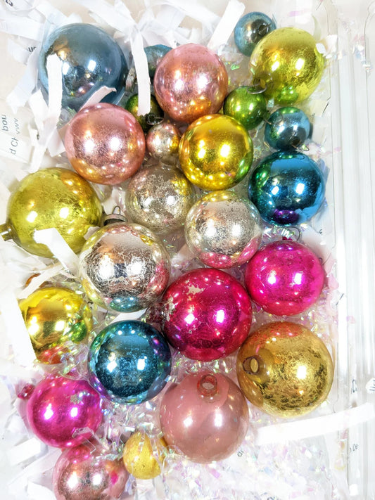 Small Vintage Feather Tree Glass Ornaments