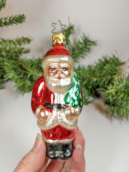 Santa with Tree Retired Old World Christmas Inge Glas Ornament