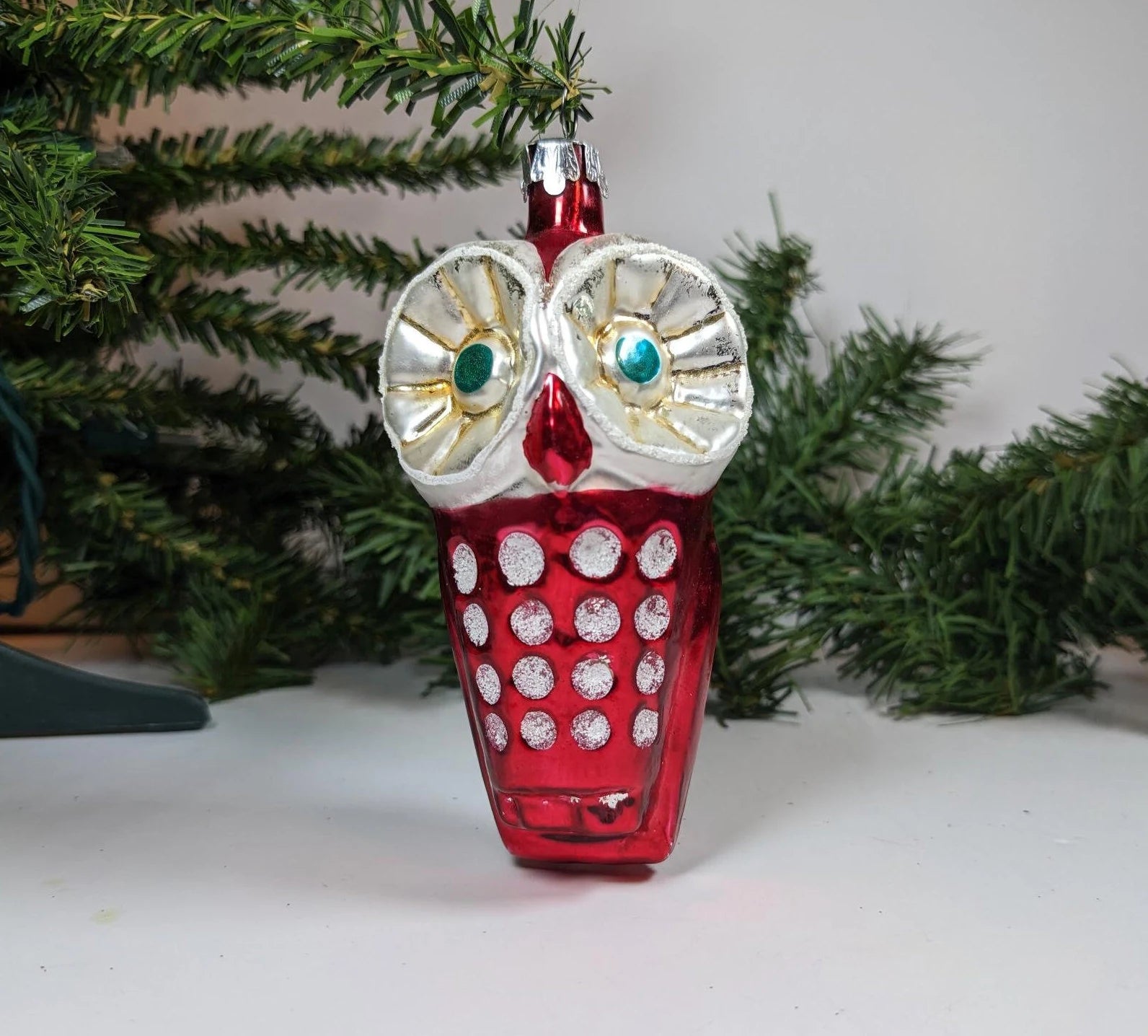 Owl Blown Glass Christmas Ornament Made in Poland