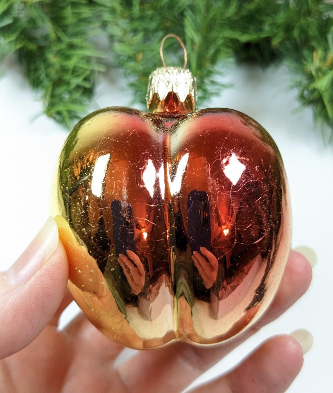 Peach Kurt Adler Christmas Ornament