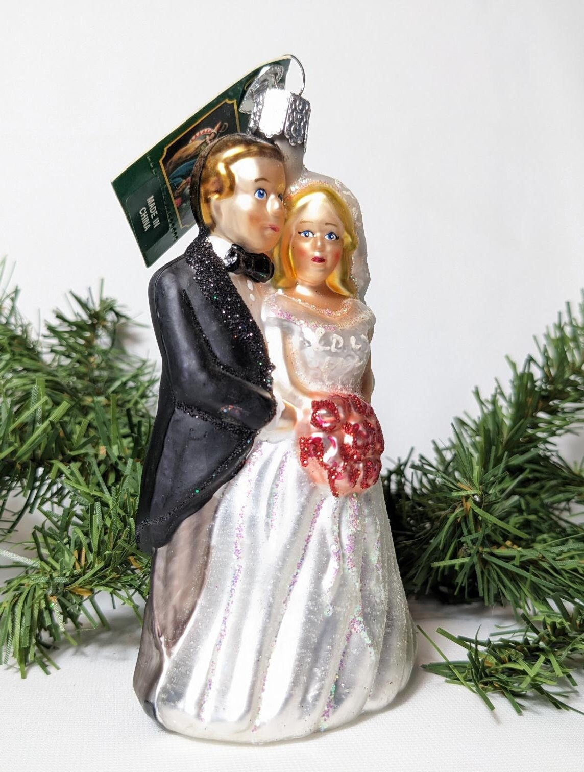 Bridal Couple Retired Old World Christmas Ornament