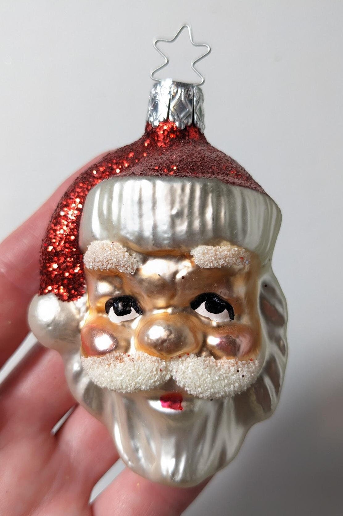 Santa Claus Head Retired Old World Christmas Inge Glas Ornament