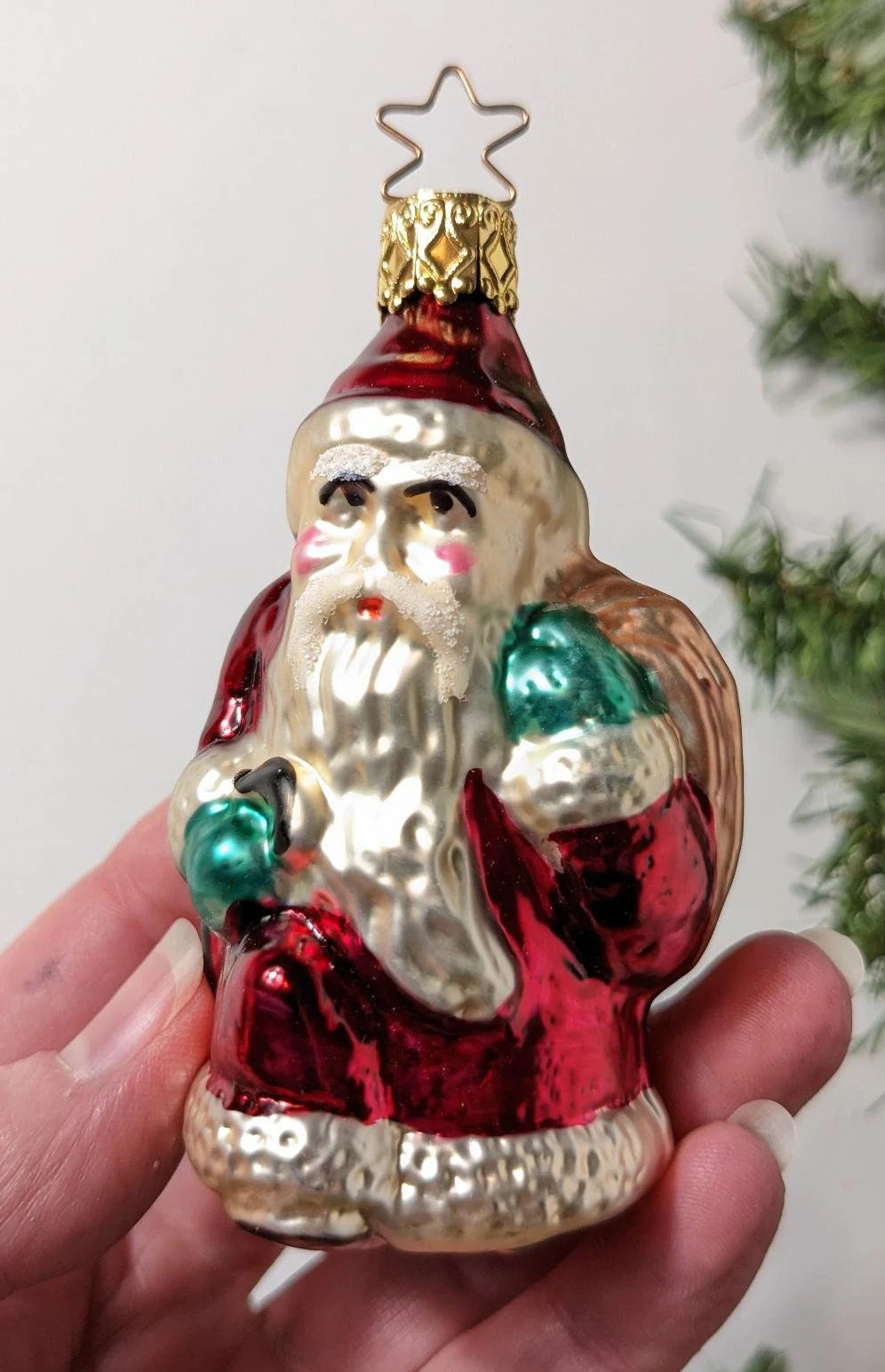 Santa Claus and Bag Retired Old World Christmas Inge Glas Ornament