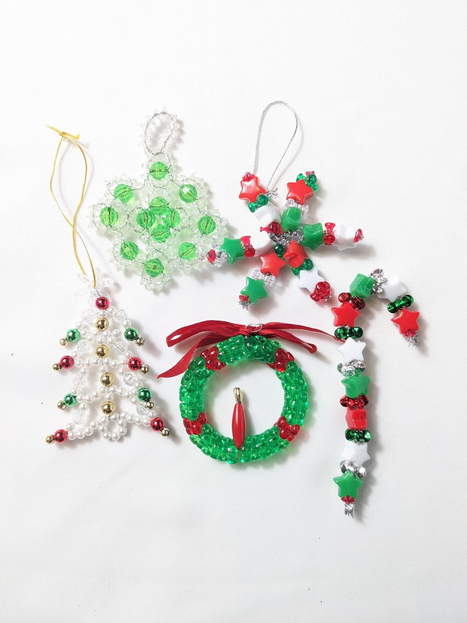 Vintage Handmade Beaded Christmas Ornaments