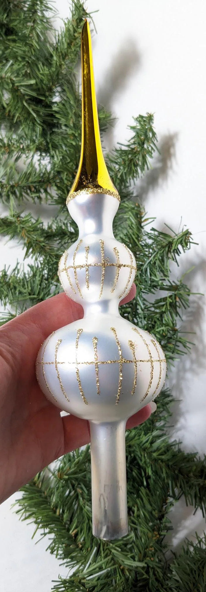 Vintage Silver and Gold Reflector Glass Tree Topper