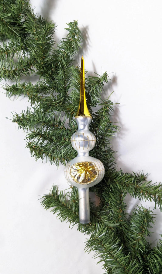 Vintage Silver and Gold Reflector Glass Tree Topper