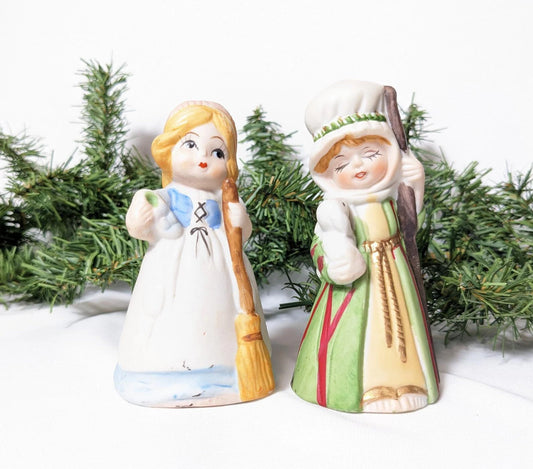 Vintage 1978 Jasco Merri-Bells Girl with Broom and Shepard Bells