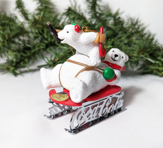 Vintage 1996 Coca Cola Polar Bears Christmas Ornament