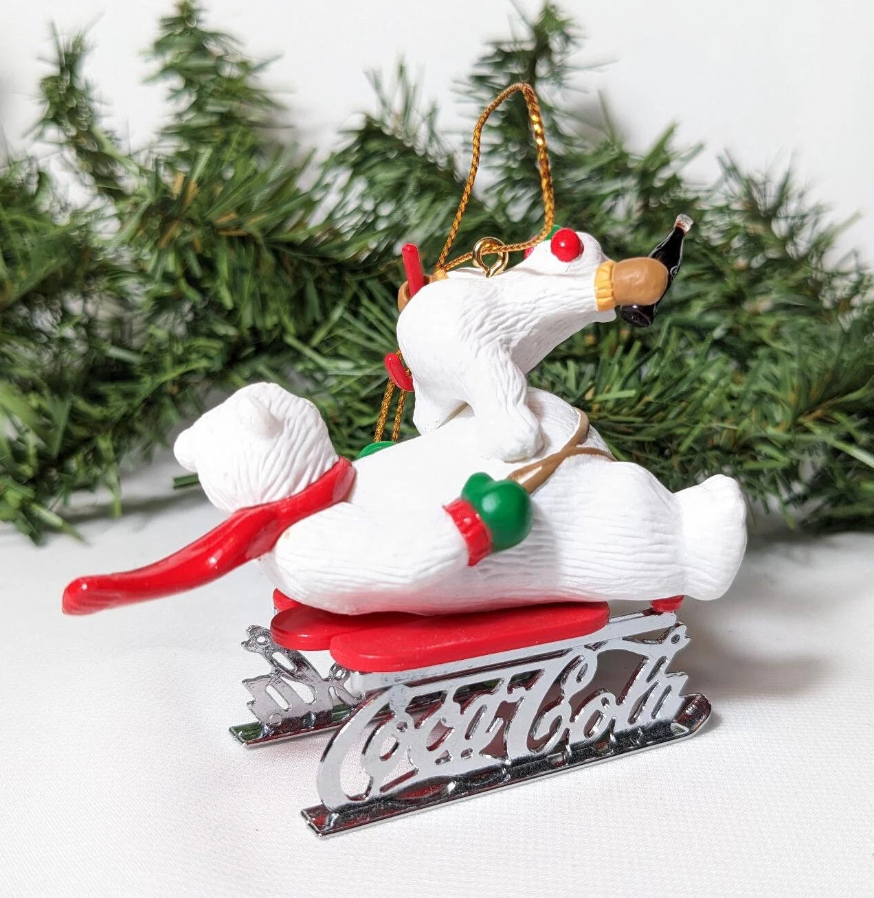 Vintage 1996 Coca Cola Polar Bears Christmas Ornament