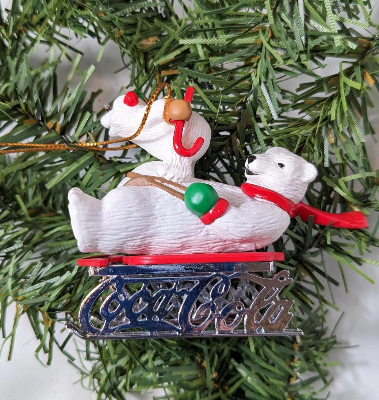 Vintage 1996 Coca Cola Polar Bears Christmas Ornament