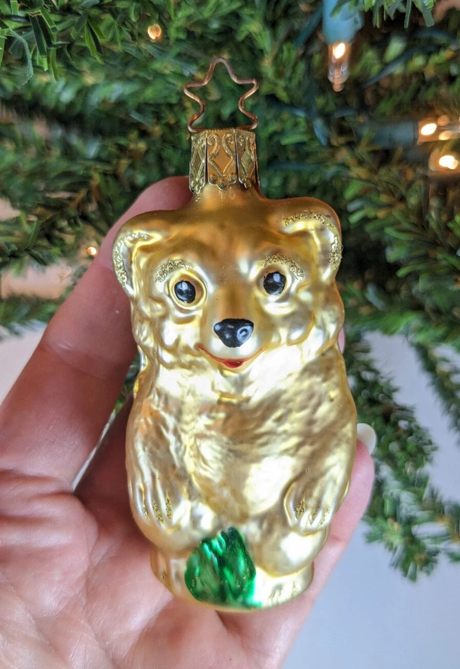 Gold Bear Retired Old World Christmas Inge Glas Ornament