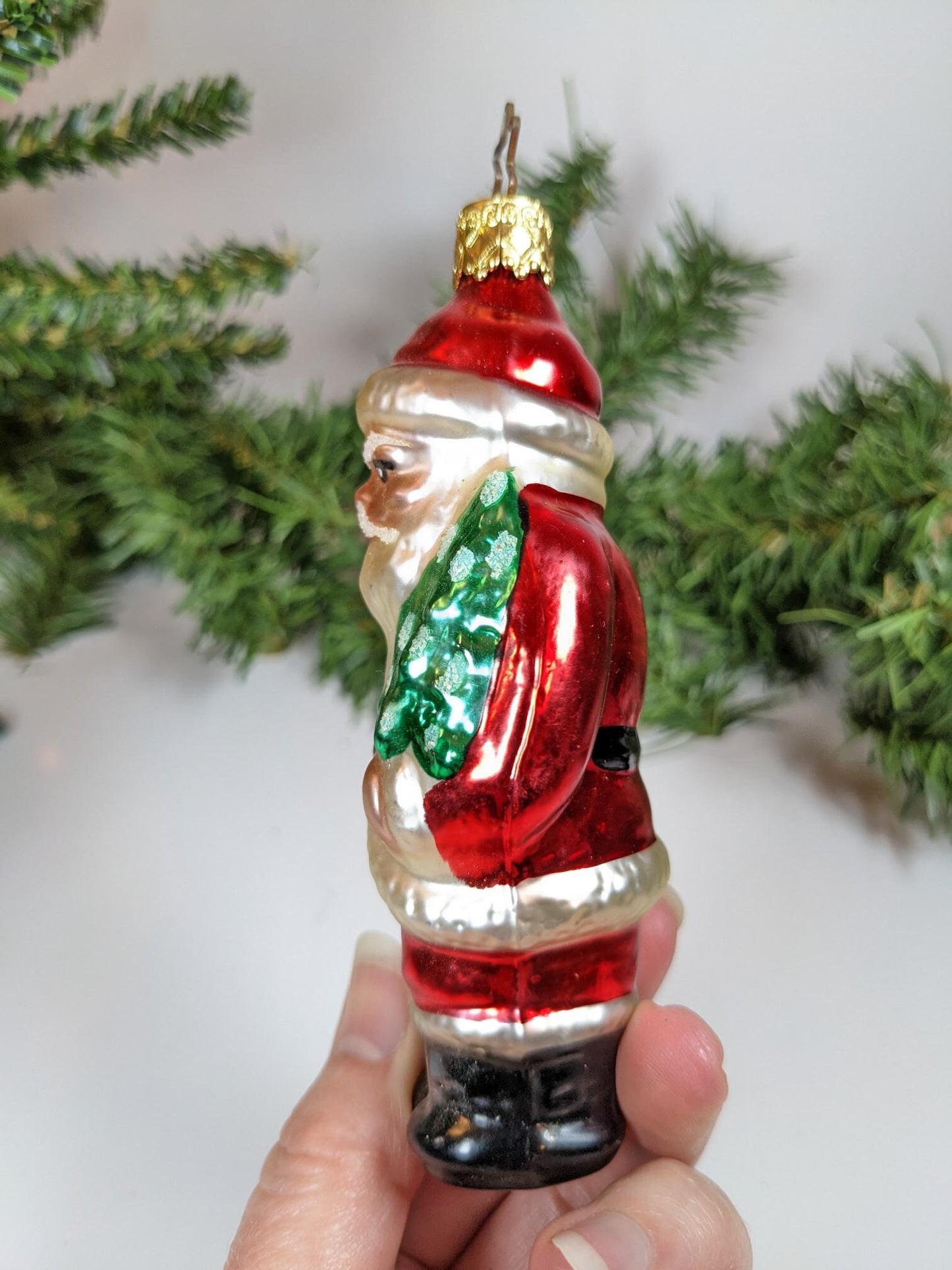 Santa with Tree Retired Old World Christmas Inge Glas Ornament