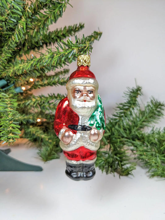 Santa with Tree Retired Old World Christmas Inge Glas Ornament