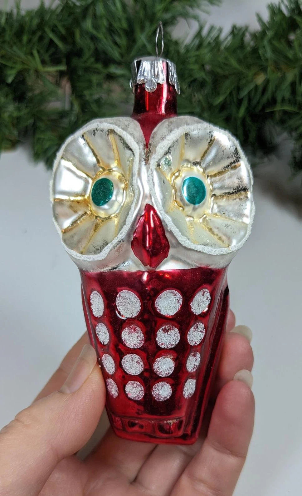 Owl Blown Glass Christmas Ornament Made in Poland