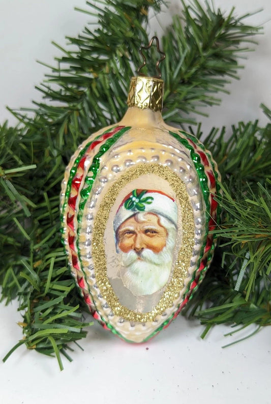 Victorian Faces of Santa Inge Glas Christmas Ornament