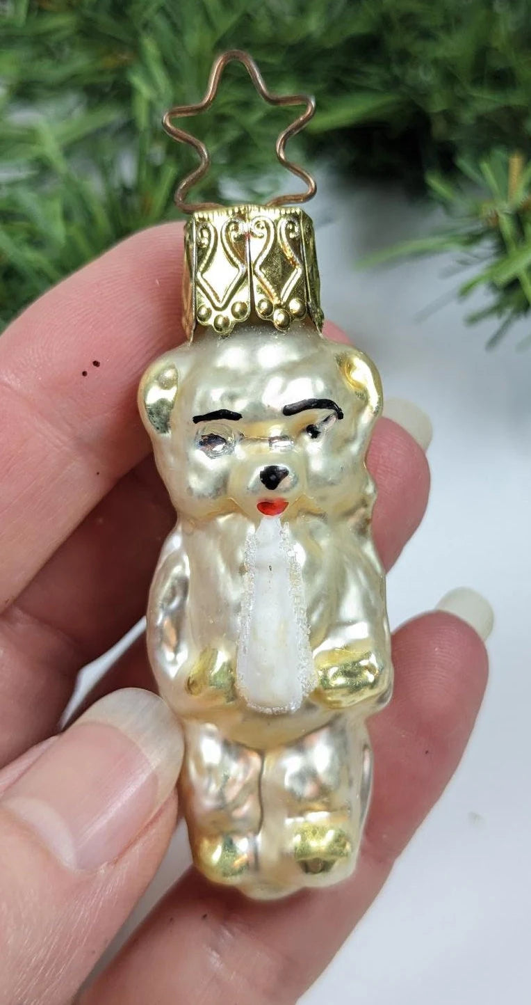 Baby Bear with Bottle Retired Inge Glas Old World Christmas ornament