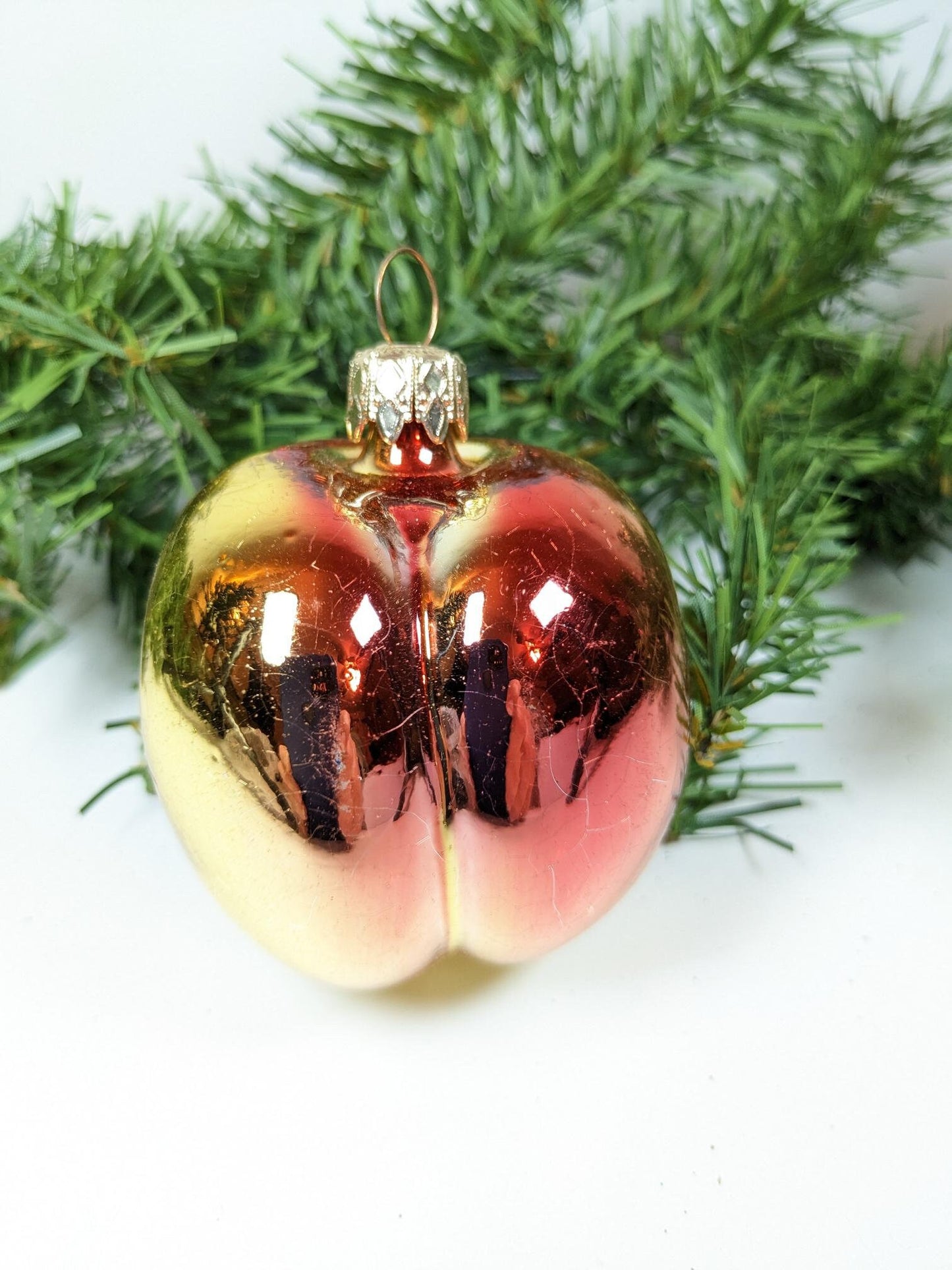 Peach Kurt Adler Christmas Ornament