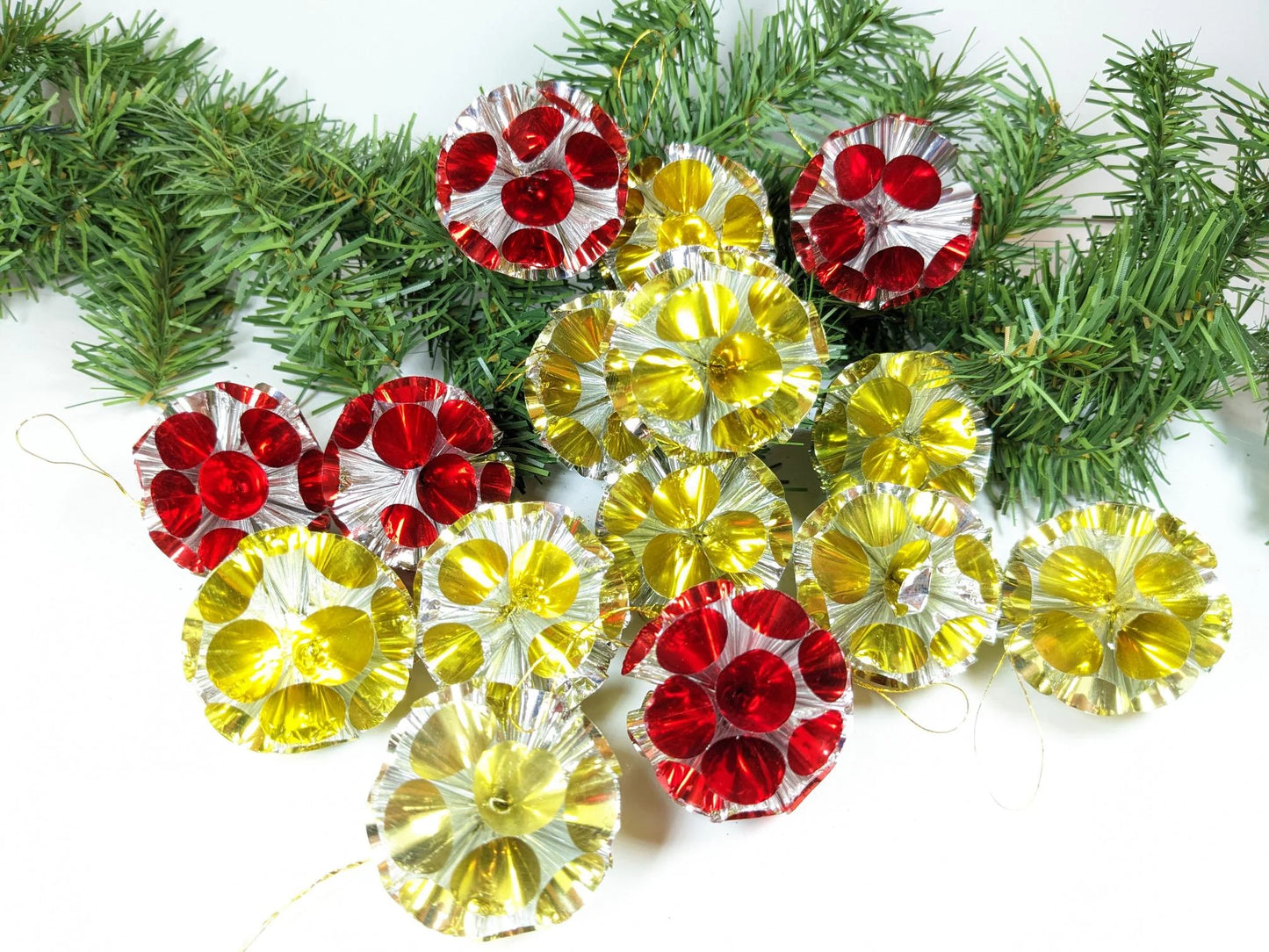 Foil Pom Pom Christmas Ornaments