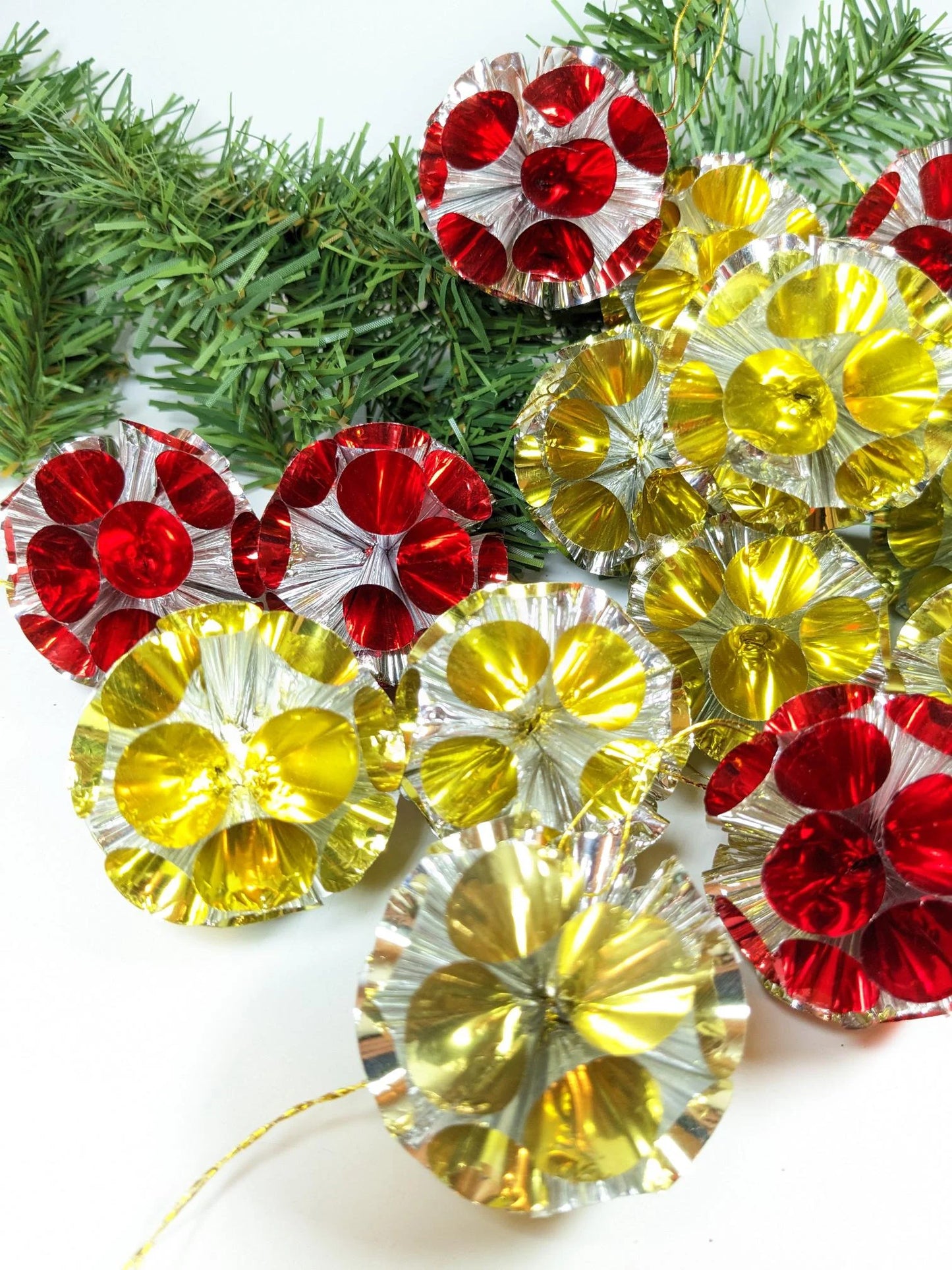 Foil Pom Pom Christmas Ornaments