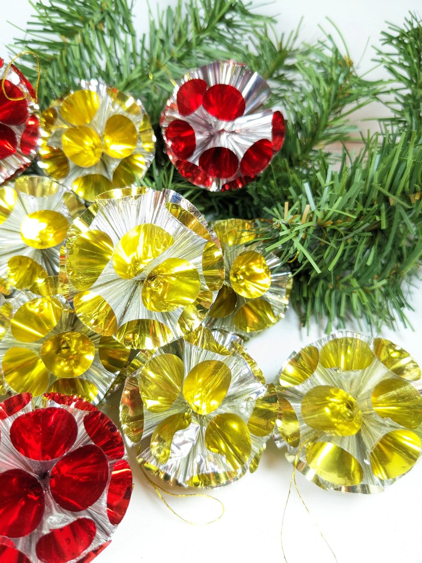 Foil Pom Pom Christmas Ornaments