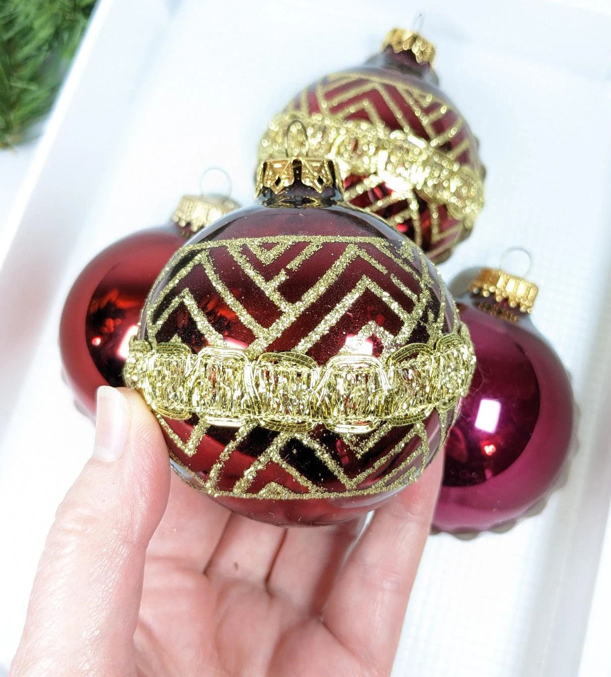 Vintage Victorian Red Christmas Ornaments