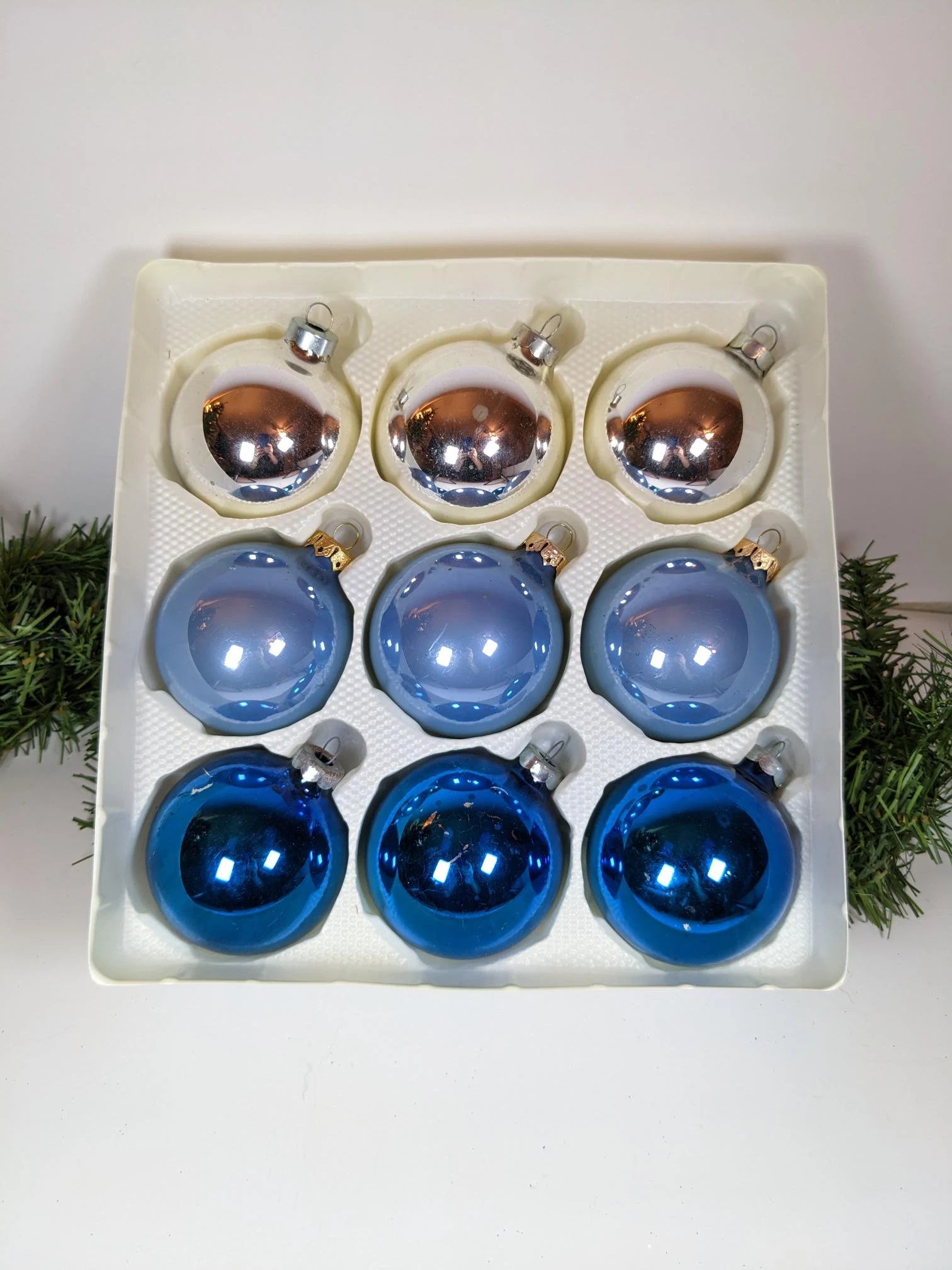 Vintage Blue and Silver Christmas Ornaments